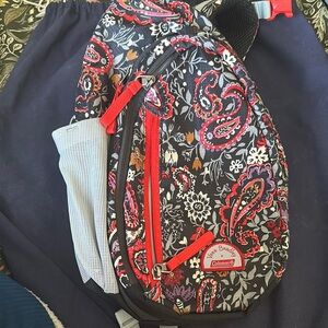 Vera Bradley Red and Black Backpack with Paisley Design